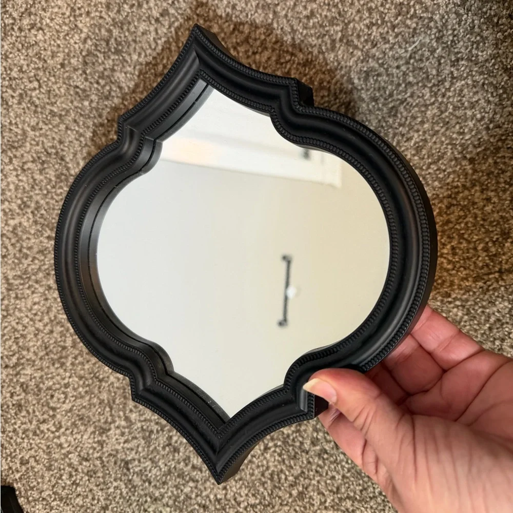 Black Lightweight Plastic Framed Mirror Set of 6